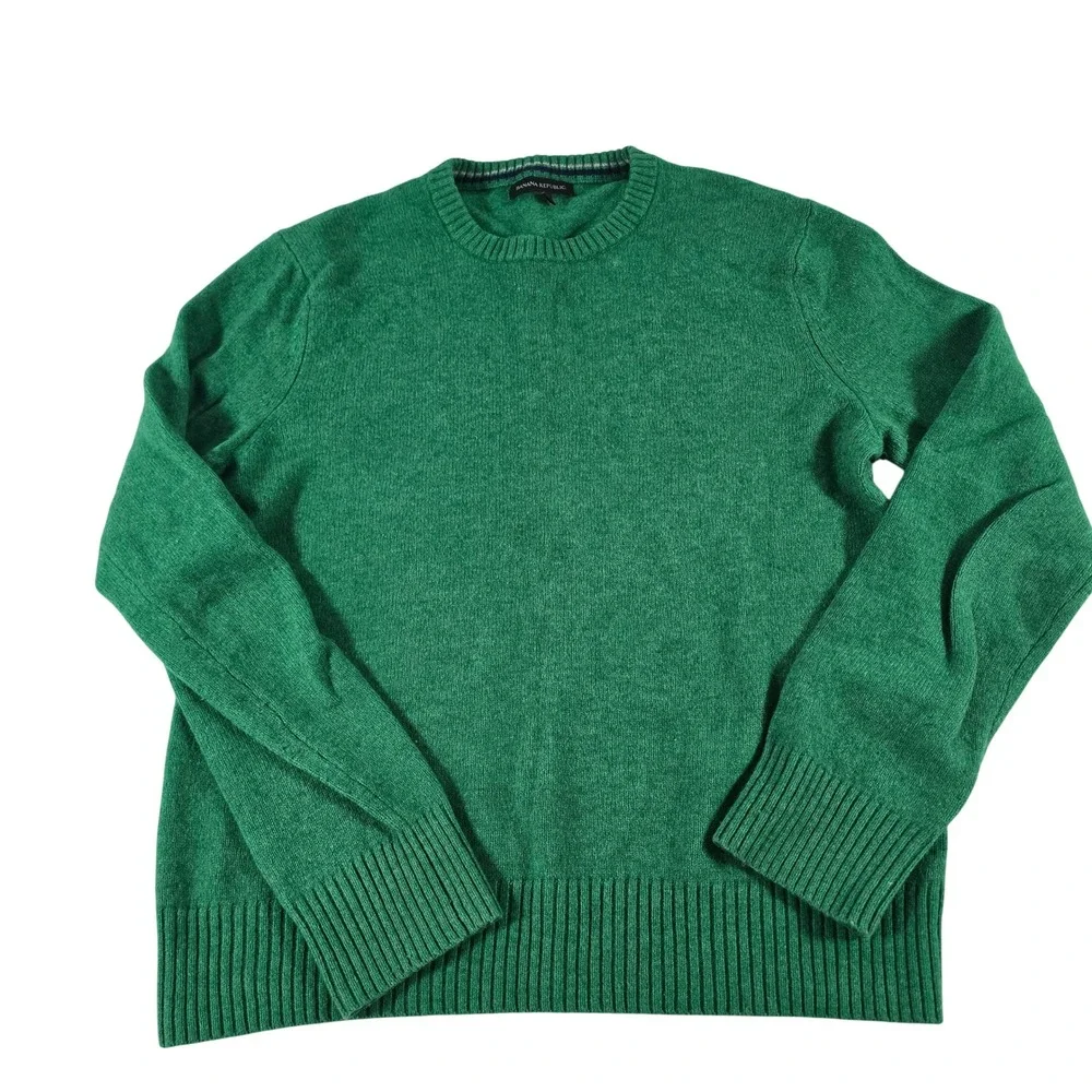 Banana Republic Mens Green Merino Wool Blend Crewneck Sweater Medium 14920